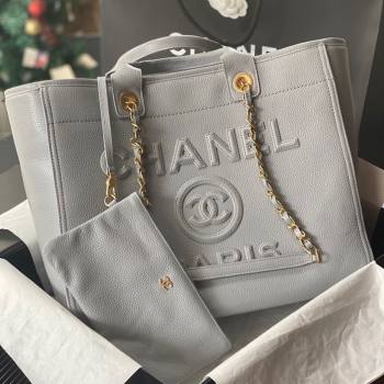Chanel Deauville Grained Calfskin Medium Shopping Bag Grey 2025 A66941 (yezi-251127093)