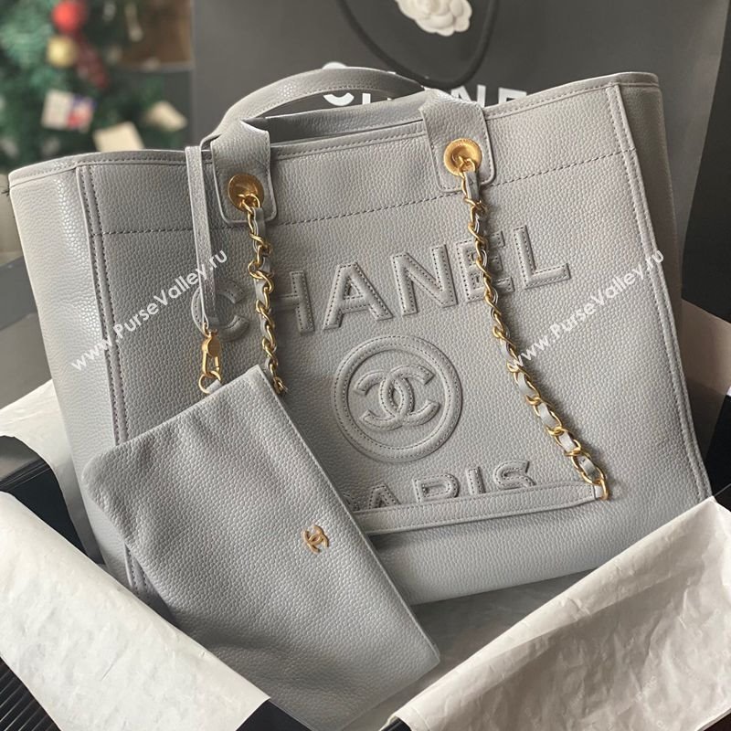 Chanel Deauville Grained Calfskin Medium Shopping Bag Grey 2025 A66941 (yezi-251127093)
