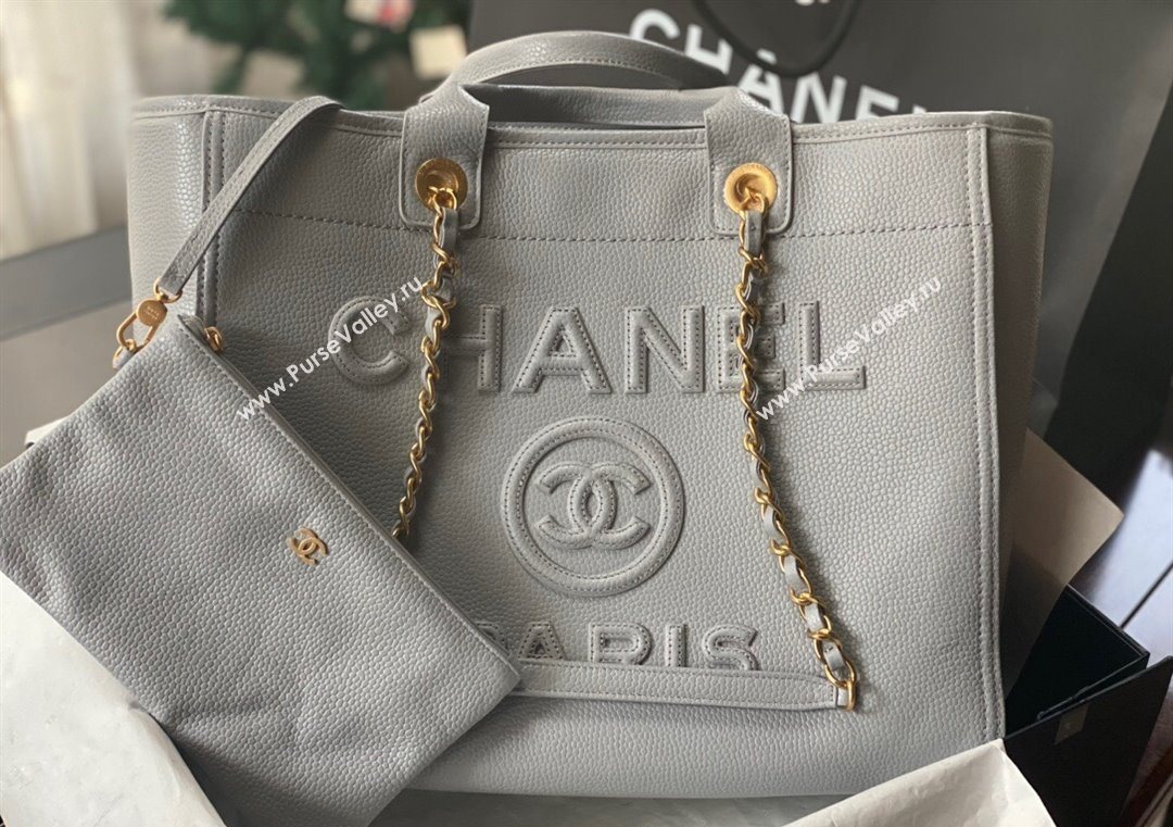 Chanel Deauville Grained Calfskin Medium Shopping Bag Grey 2025 A66941 (yezi-251127093)
