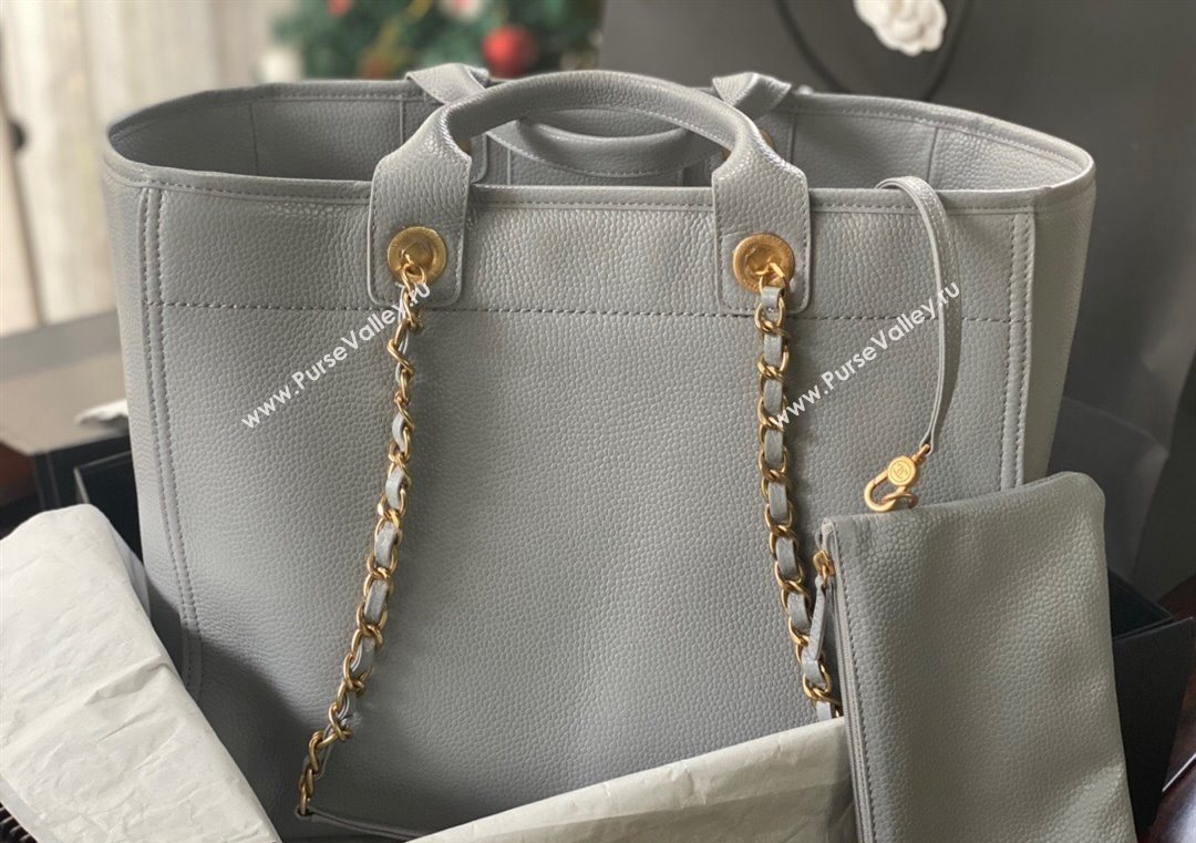 Chanel Deauville Grained Calfskin Medium Shopping Bag Grey 2025 A66941 (yezi-251127093)