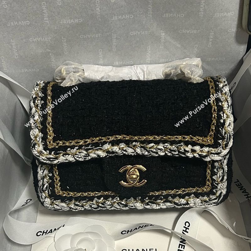 Chanel Tweed Small Flap Bag A01113 Black 2025 1127 (yezi-251127029)