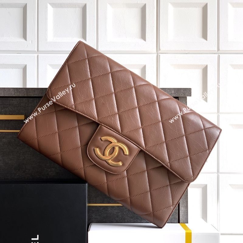 Chanel Calfskin Leather Large Clutch Brown 2025 AP4944 (yezi-251127138)