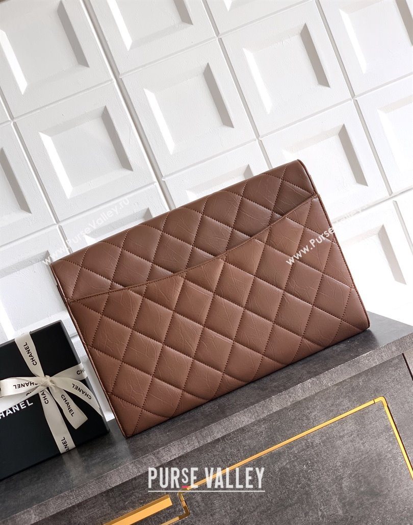 Chanel Calfskin Leather Large Clutch Brown 2025 AP4944 (yezi-251127138)