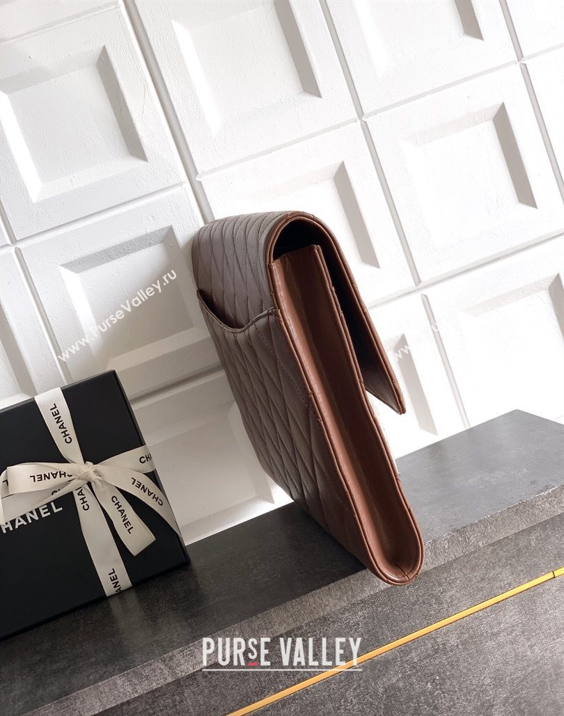 Chanel Calfskin Leather Large Clutch Brown 2025 AP4944 (yezi-251127138)