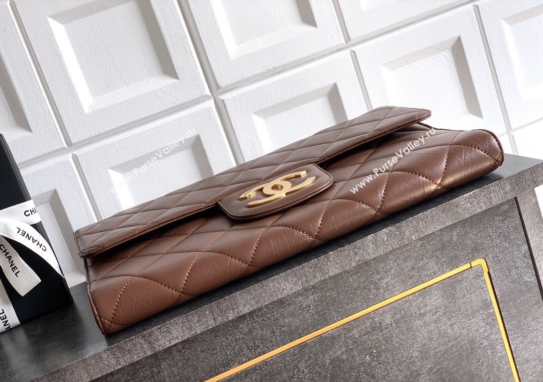Chanel Calfskin Leather Large Clutch Brown 2025 AP4944 (yezi-251127138)