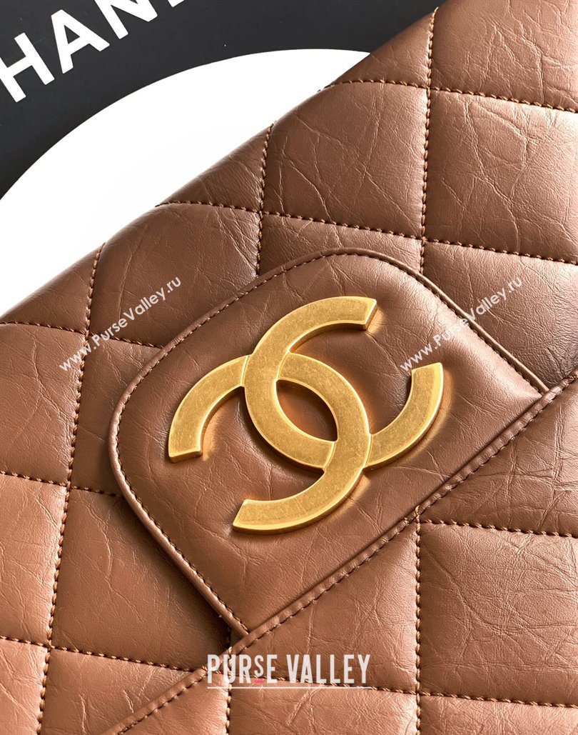 Chanel Calfskin Leather Large Clutch Brown 2025 AP4944 (yezi-251127138)