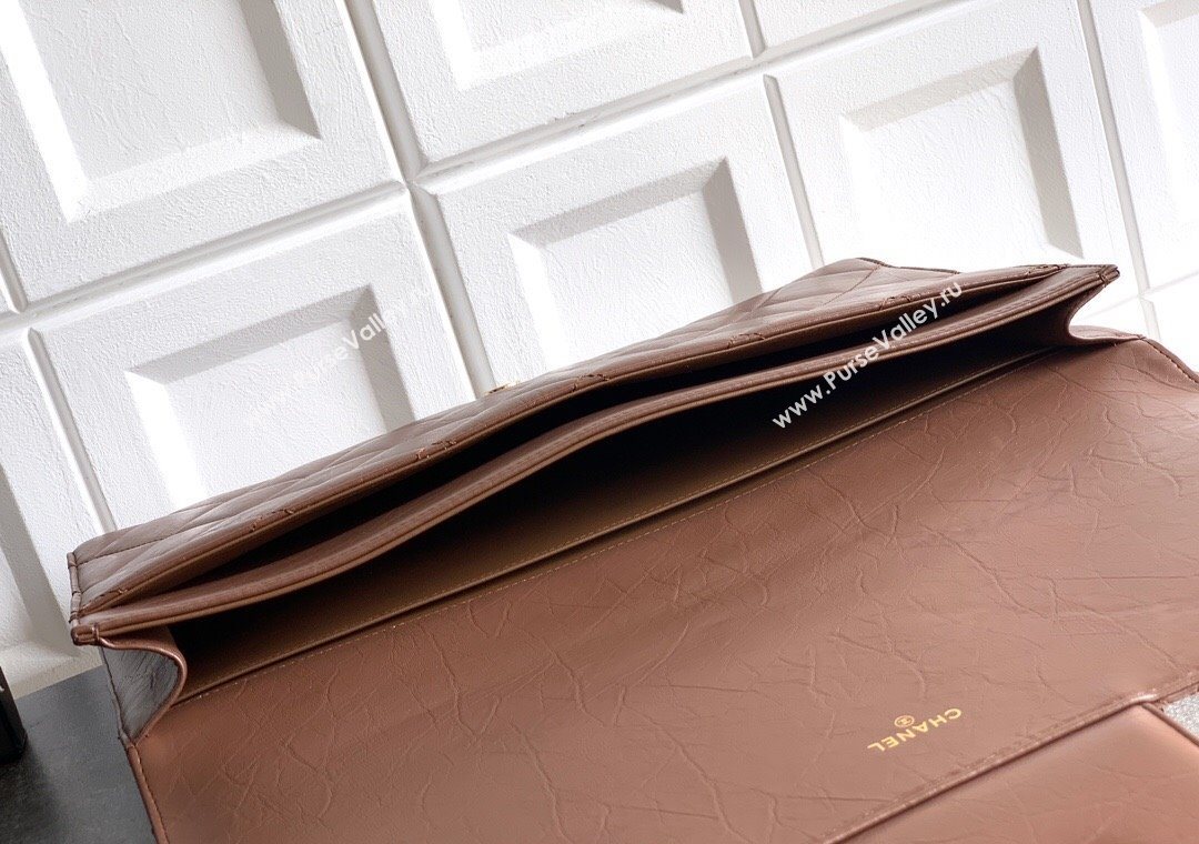 Chanel Calfskin Leather Large Clutch Brown 2025 AP4944 (yezi-251127138)