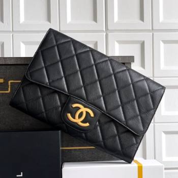 Chanel Calfskin Leather Large Clutch Black 2025 AP4944 (yezi-251127141)