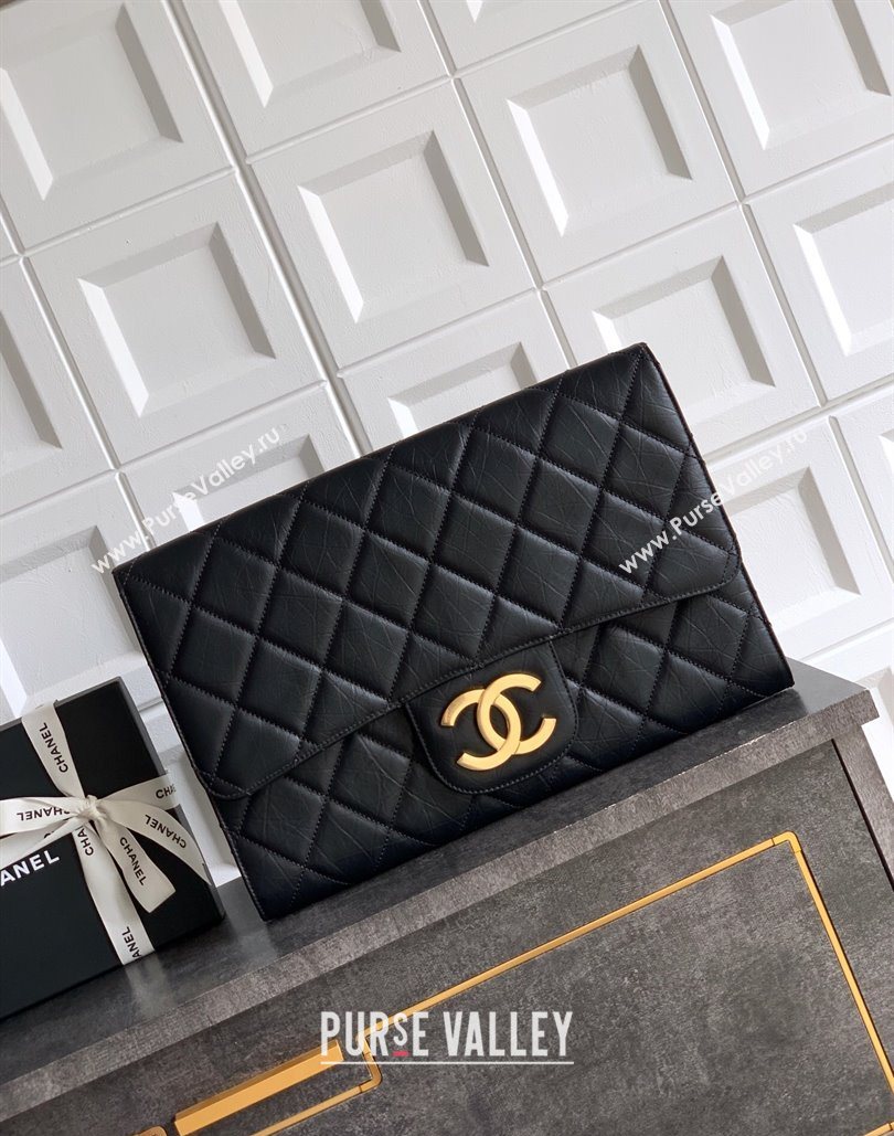 Chanel Calfskin Leather Large Clutch Black 2025 AP4944 (yezi-251127141)