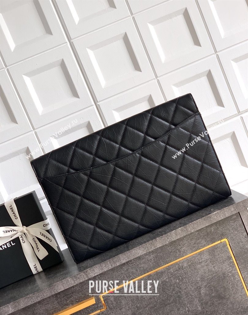 Chanel Calfskin Leather Large Clutch Black 2025 AP4944 (yezi-251127141)