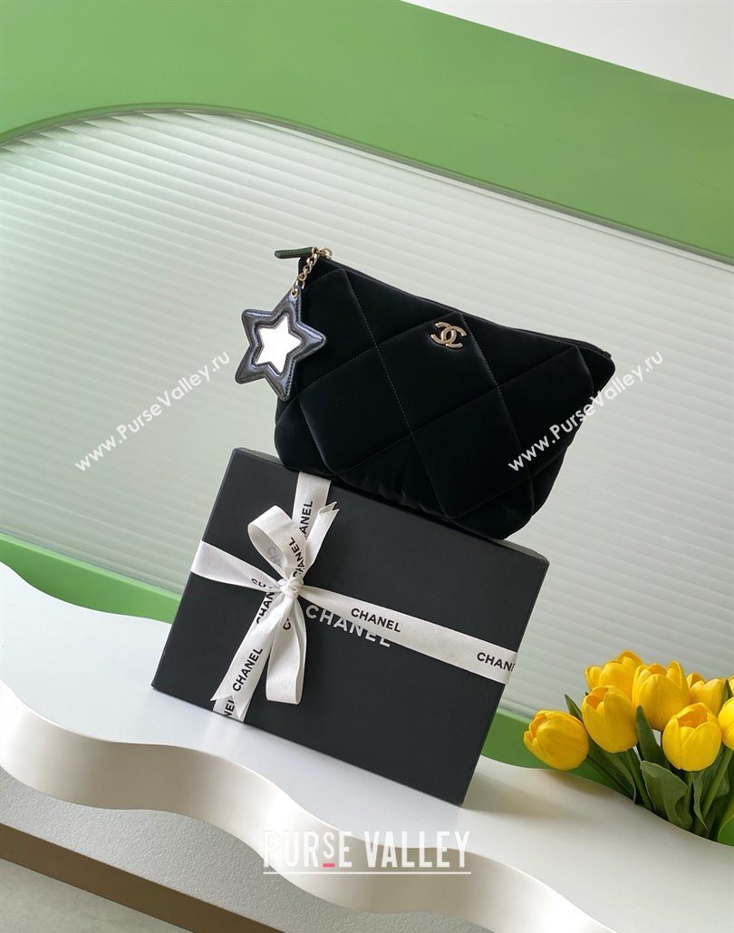 Chanel Velvet-Effect Nylon Small Zipped Case Black 2025 AP4847 (yezi-251127009)
