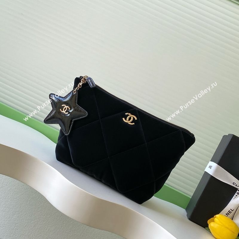 Chanel Velvet-Effect Nylon Small Zipped Case Black 2025 AP4847 (yezi-251127009)