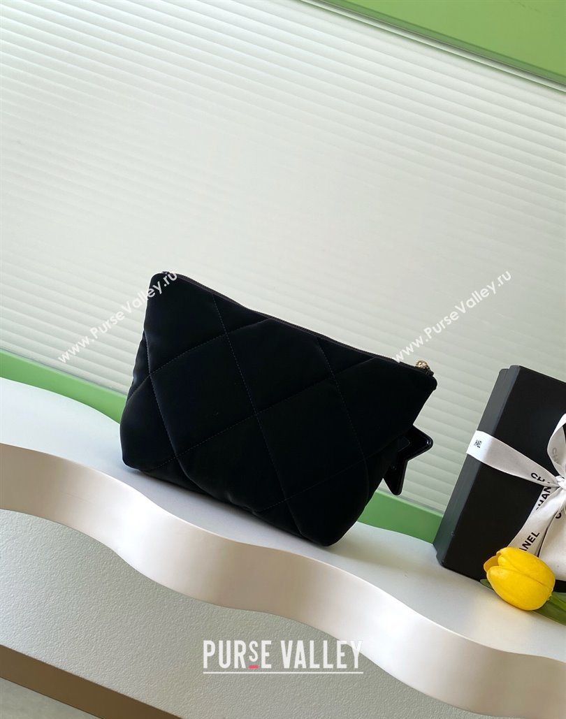 Chanel Velvet-Effect Nylon Small Zipped Case Black 2025 AP4847 (yezi-251127009)