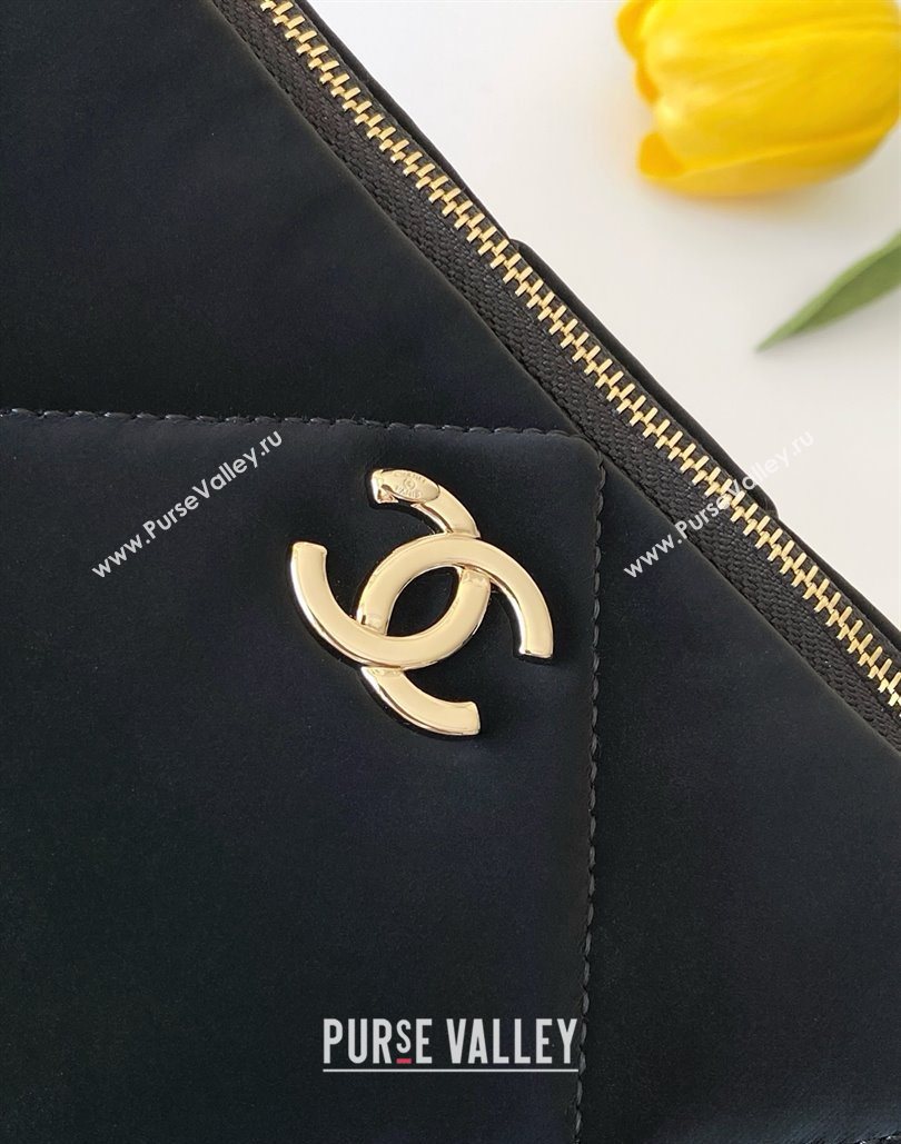 Chanel Velvet-Effect Nylon Small Zipped Case Black 2025 AP4847 (yezi-251127009)