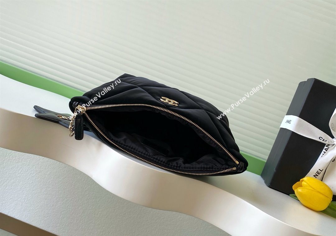 Chanel Velvet-Effect Nylon Small Zipped Case Black 2025 AP4847 (yezi-251127009)