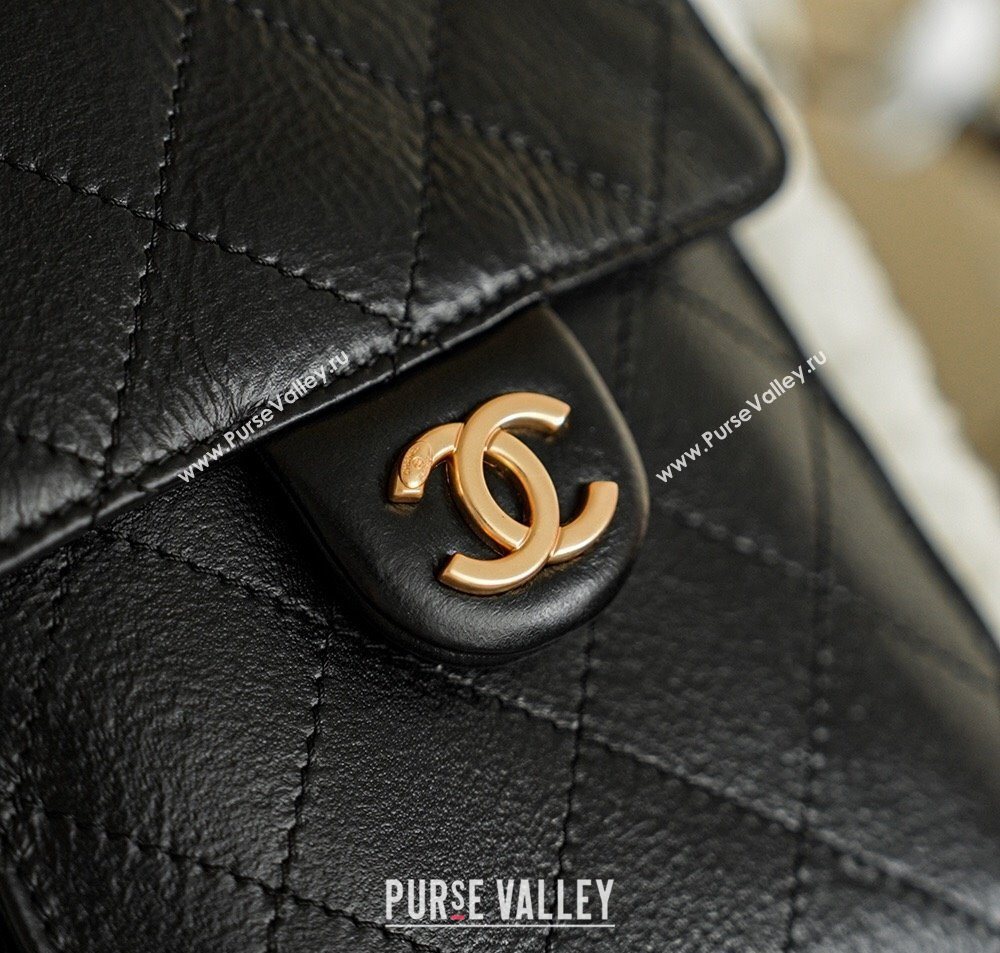 Chanel Quilted Calfskin 25 Medium Handbag with Shearling Black/White 2025 AS5311 (yezi-251127125)