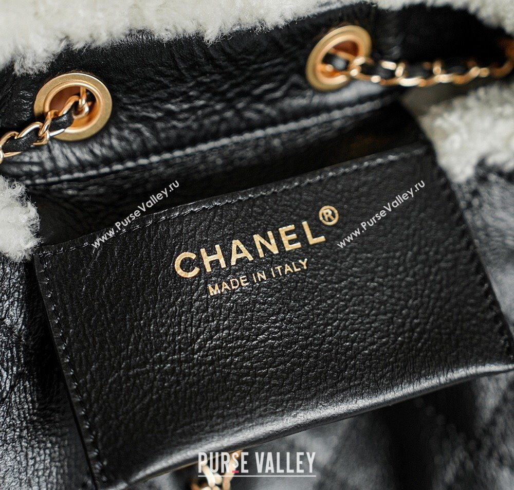 Chanel Quilted Calfskin 25 Medium Handbag with Shearling Black/White 2025 AS5311 (yezi-251127125)