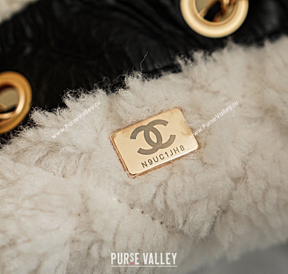 Chanel Quilted Calfskin 25 Medium Handbag with Shearling Black/White 2025 AS5311 (yezi-251127125)