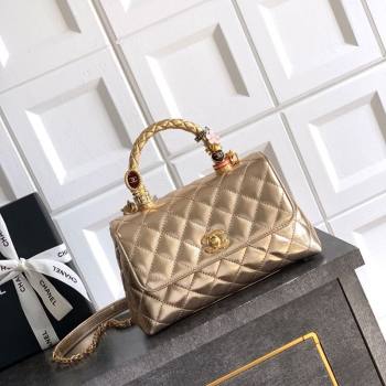 Chanel Calfskin Leather Small Flap Bag with Top Handle and Charm Gold 2025 CH112701 (yezi-251127037)