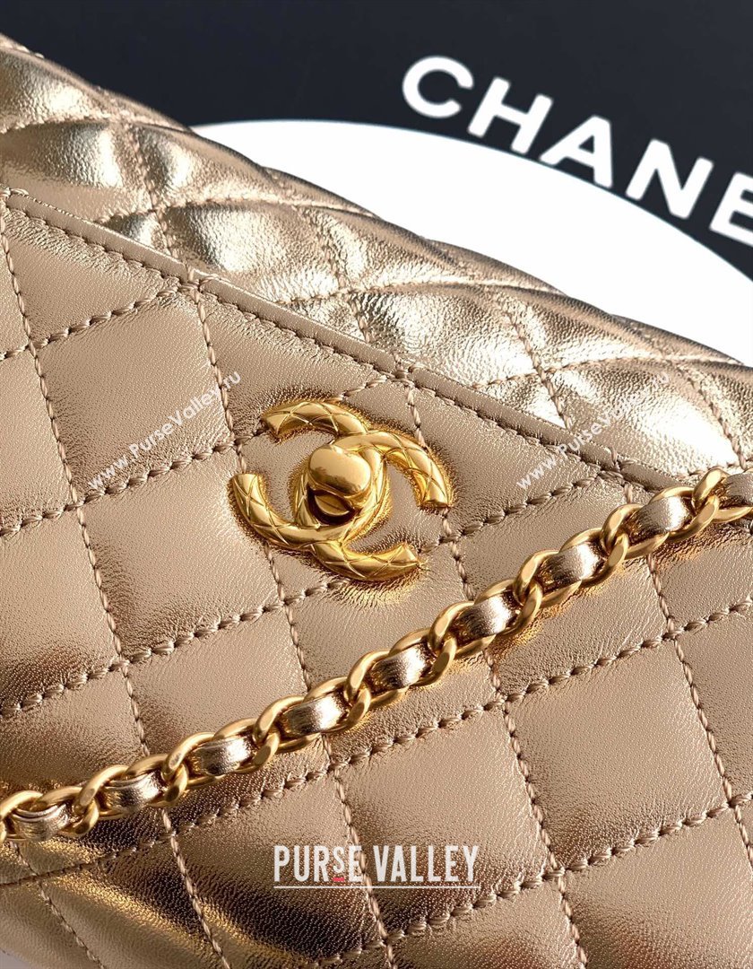 Chanel Calfskin Leather Small Flap Bag with Top Handle and Charm Gold 2025 CH112701 (yezi-251127037)