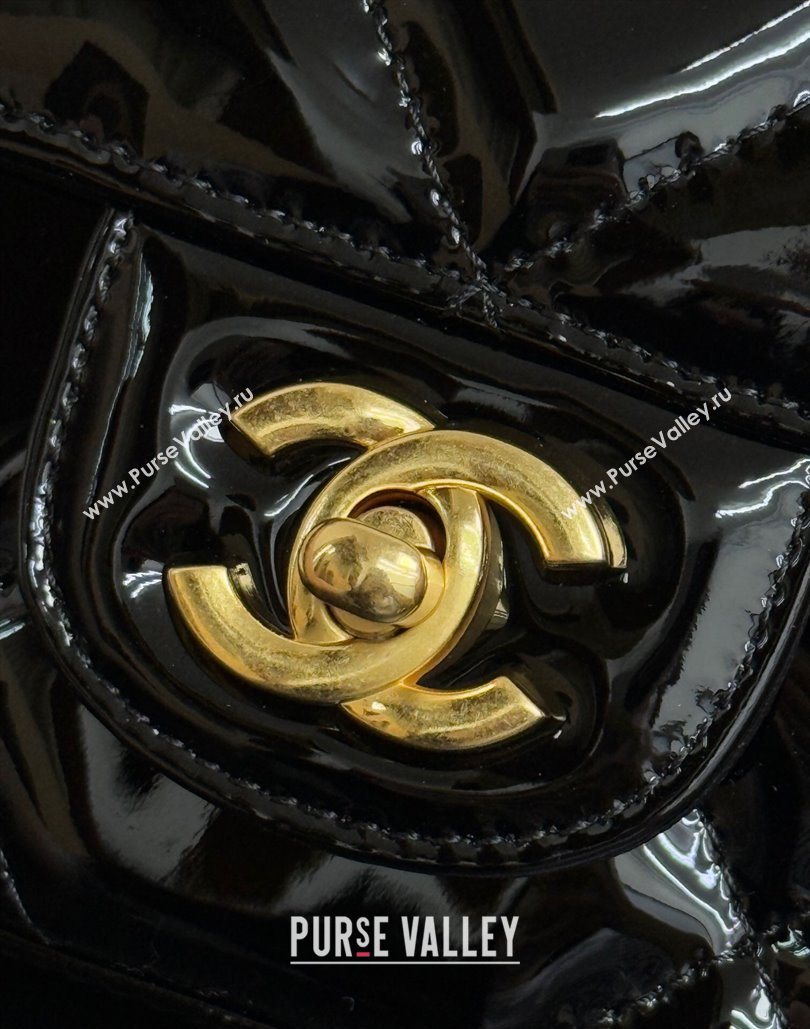 Chanel Metallic Mirror Calfskin Mini Flap Bag with Top Handle Black 2025 AS5805 (yezi-251127052)