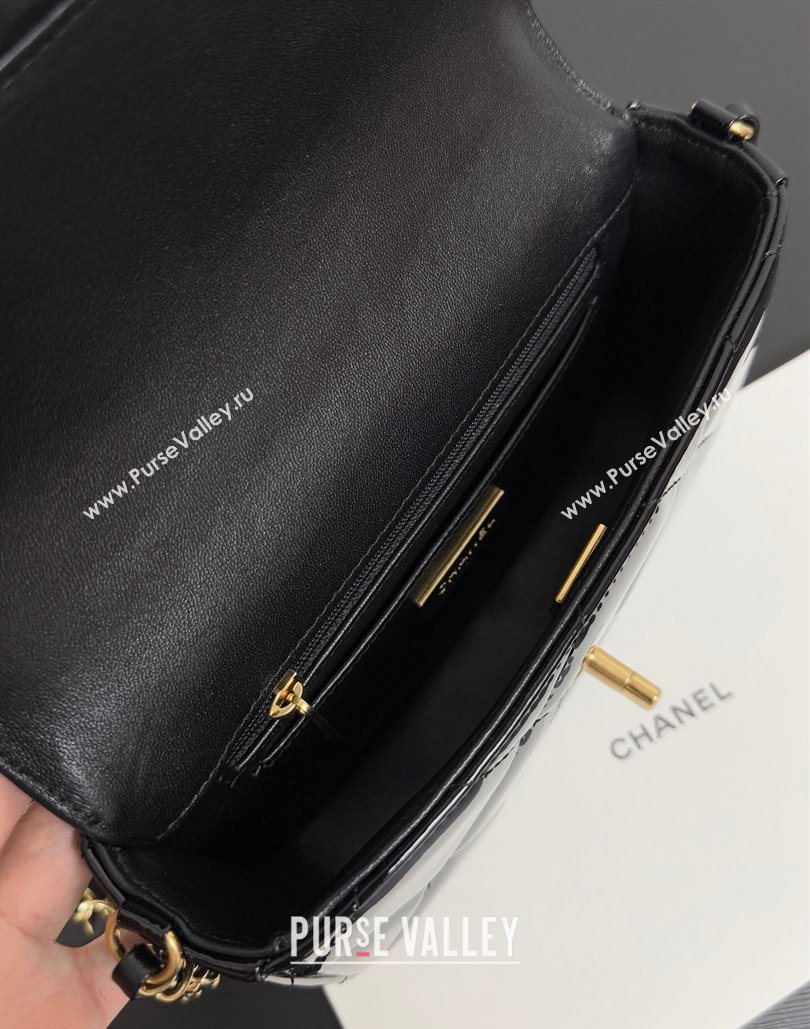 Chanel Metallic Mirror Calfskin Mini Flap Bag with Top Handle Black 2025 AS5805 (yezi-251127052)