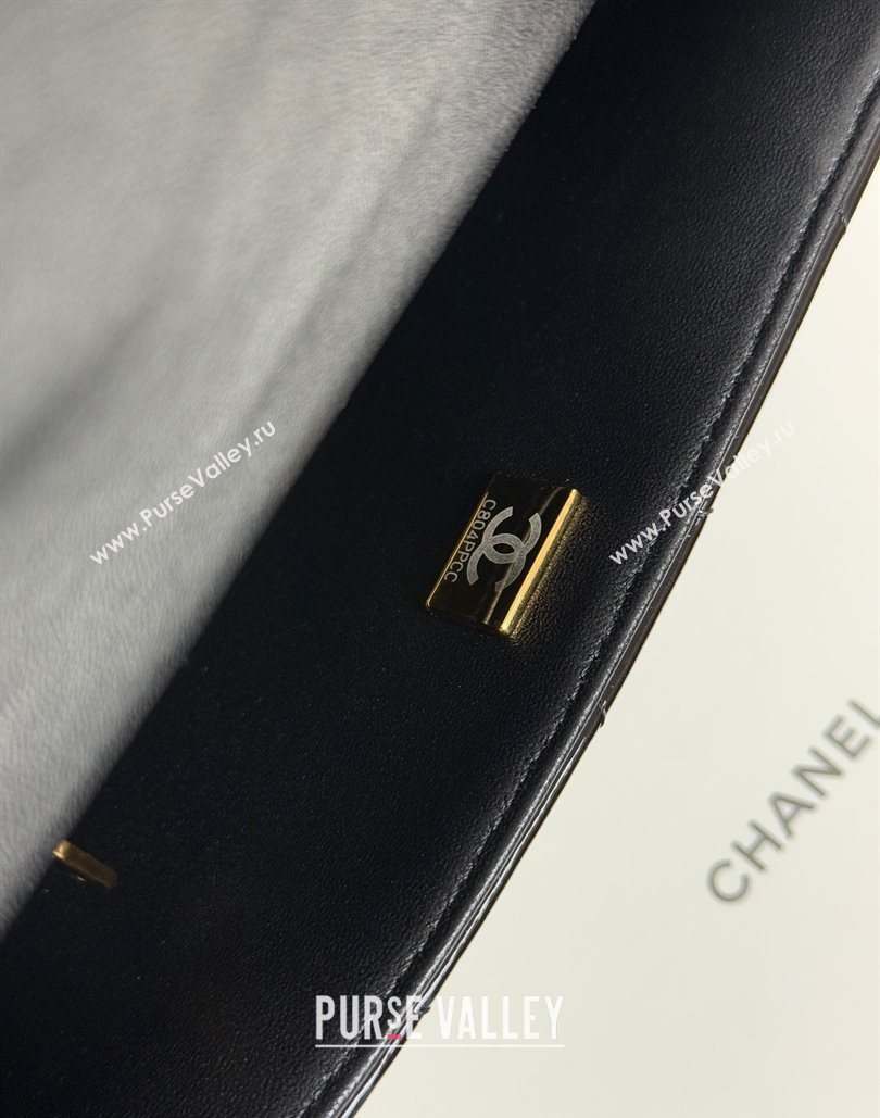 Chanel Metallic Mirror Calfskin Mini Flap Bag with Top Handle Black 2025 AS5805 (yezi-251127052)