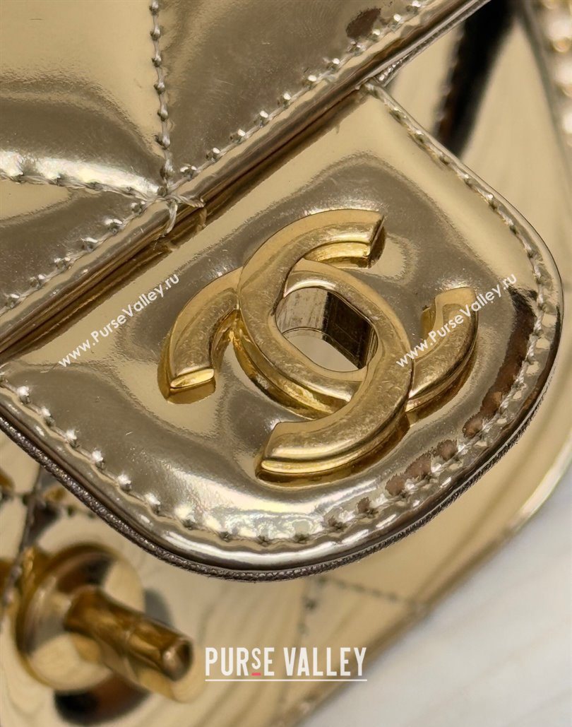 Chanel Metallic Mirror Calfskin Mini Flap Bag with Top Handle Black 2025 AS5805 (yezi-251127053)