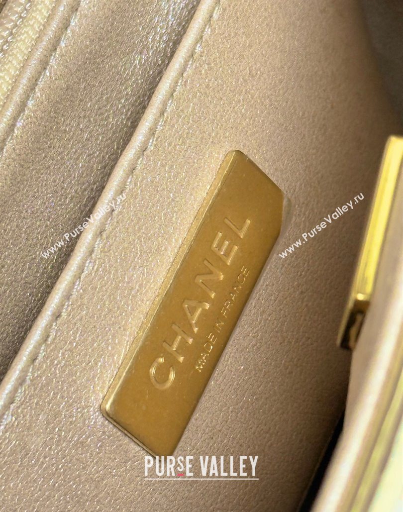 Chanel Metallic Mirror Calfskin Mini Flap Bag with Top Handle Black 2025 AS5805 (yezi-251127053)