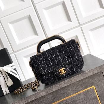 Chanel Tweed Mini Flap Bag with Top Handle Black 2025 AS5805 (yezi-251127054)
