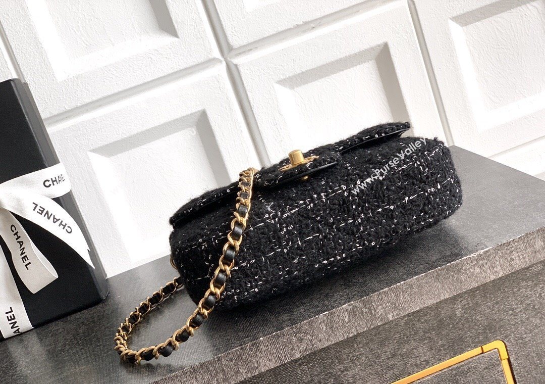 Chanel Tweed Mini Flap Bag with Top Handle Black 2025 AS5805 (yezi-251127054)
