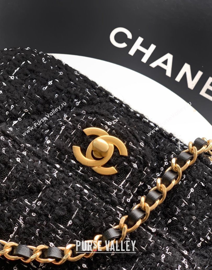 Chanel Tweed Mini Flap Bag with Top Handle Black 2025 AS5805 (yezi-251127054)