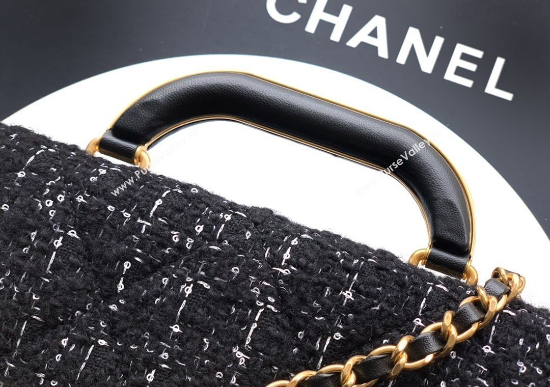 Chanel Tweed Mini Flap Bag with Top Handle Black 2025 AS5805 (yezi-251127054)