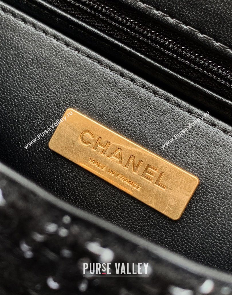 Chanel Tweed Mini Flap Bag with Top Handle Black 2025 AS5805 (yezi-251127054)