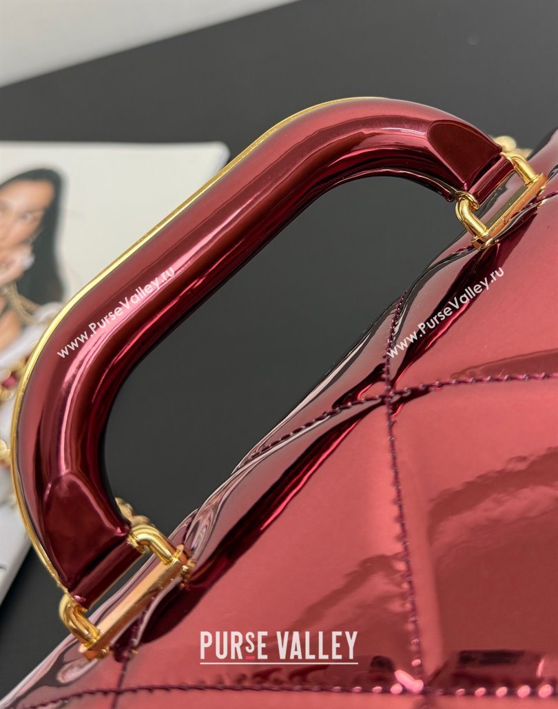 Chanel Metallic Mirror Calfskin Mini Flap Bag with Top Handle Burgundy 2025 AS5805 (yezi-251127055)