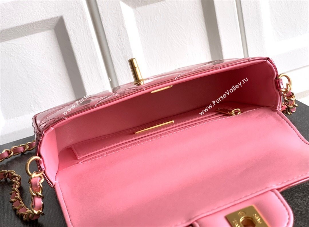 Chanel Metallic Mirror Calfskin Mini Flap Bag with Top Handle Pink 2025 AS5805 (yezi-251127056)