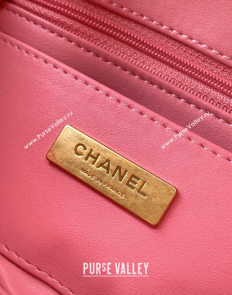 Chanel Metallic Mirror Calfskin Mini Flap Bag with Top Handle Pink 2025 AS5805 (yezi-251127056)