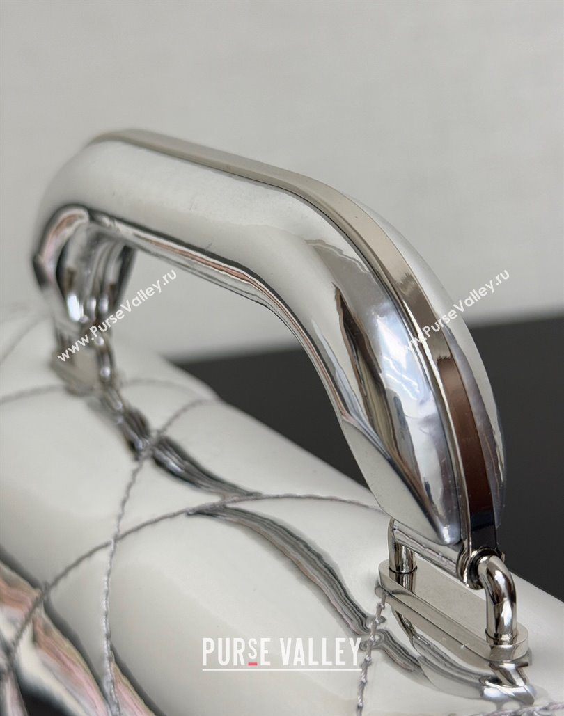 Chanel Metallic Mirror Calfskin Mini Flap Bag with Top Handle Silver 2025 AS5805 (yezi-251127051)