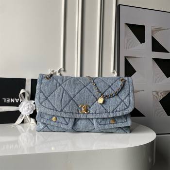Chanel Washed Denim Maxi Flap bag with Pockets Blue2 2025 AS5727 (SSZ-251127063)