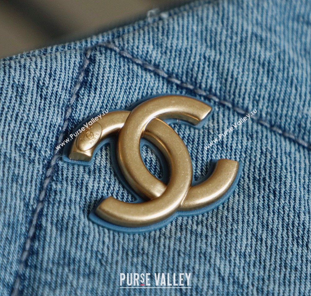 Chanel Washed Denim Shopping Bag with Pockets Light Blue 2025 AS5740 (yezi-251127065)