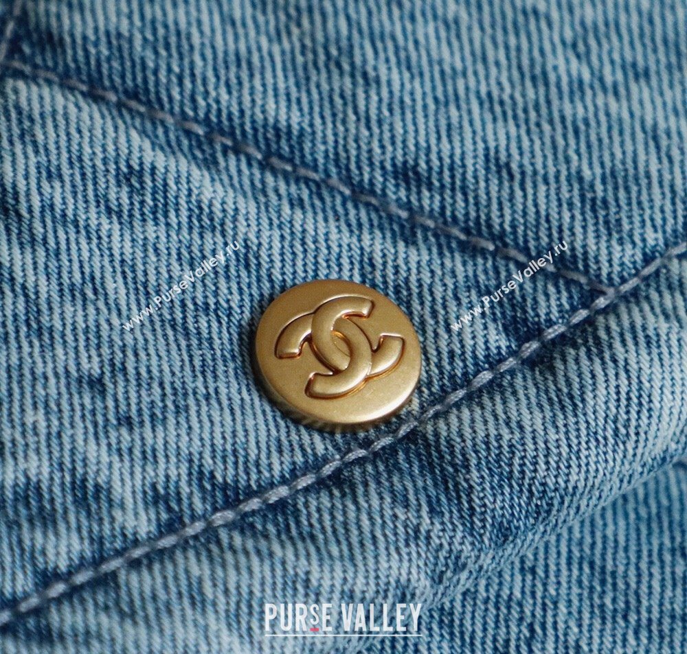 Chanel Washed Denim Shopping Bag with Pockets Light Blue 2025 AS5740 (yezi-251127065)