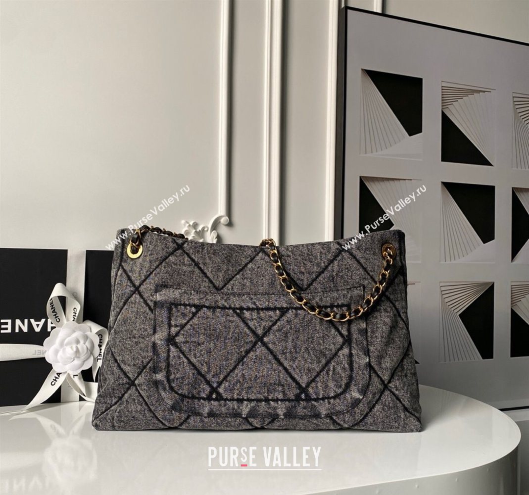Chanel Washed Denim Shopping Bag with Pockets Black 2025 AS5740 (yezi-251127066)