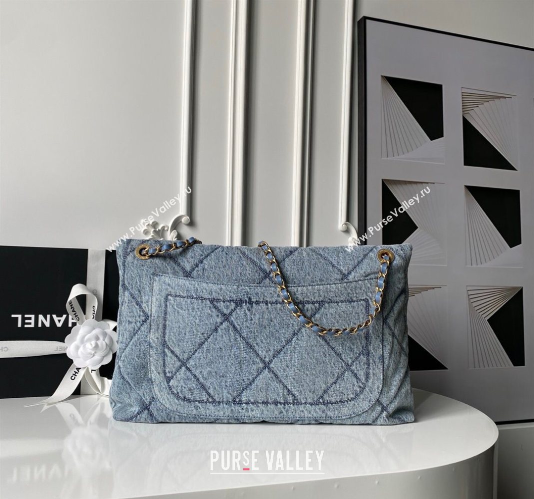 Chanel Washed Denim Maxi Flap bag with Pockets Blue2 2025 AS5727 (SSZ-251127063)