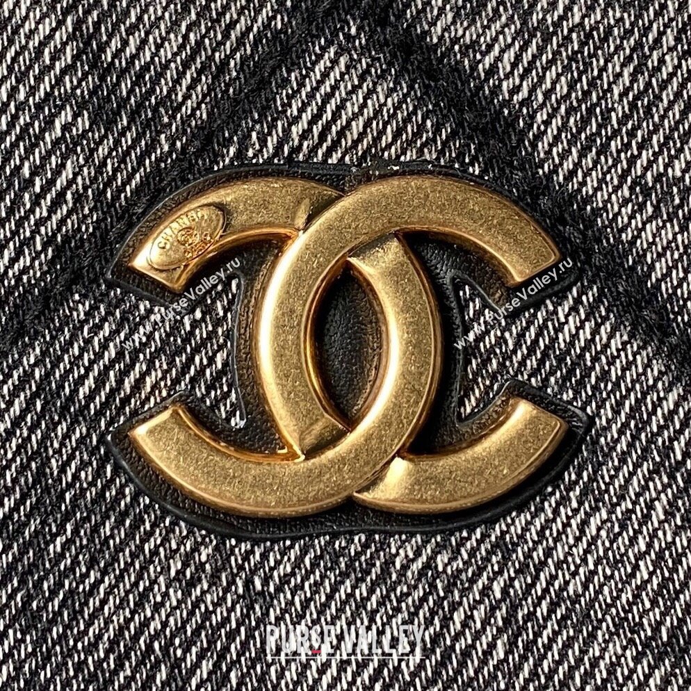 Chanel Washed Denim Shopping Bag with Pockets Black 2025 AS5740 (yezi-251127066)