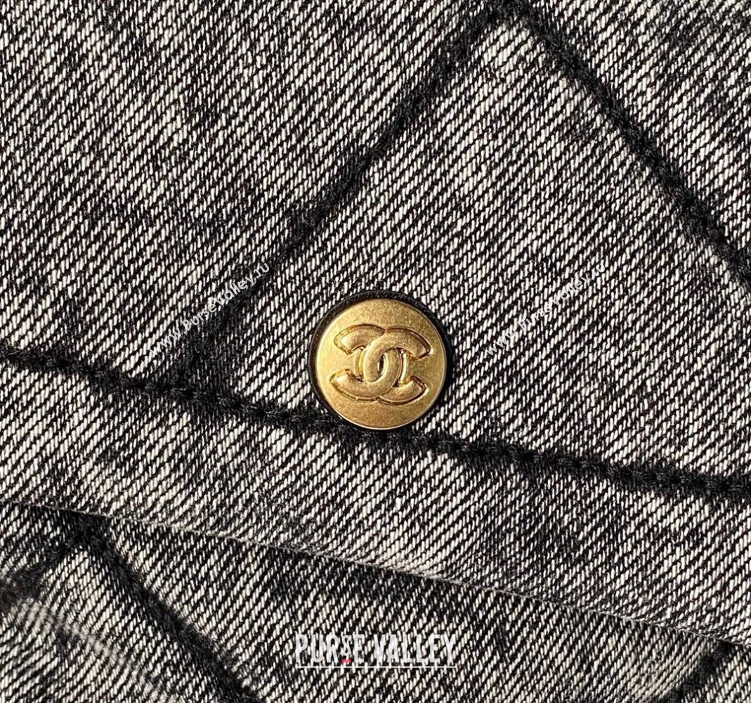 Chanel Washed Denim Shopping Bag with Pockets Black 2025 AS5740 (yezi-251127066)