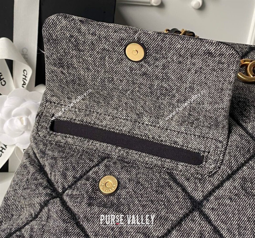 Chanel Washed Denim Shopping Bag with Pockets Black 2025 AS5740 (yezi-251127066)