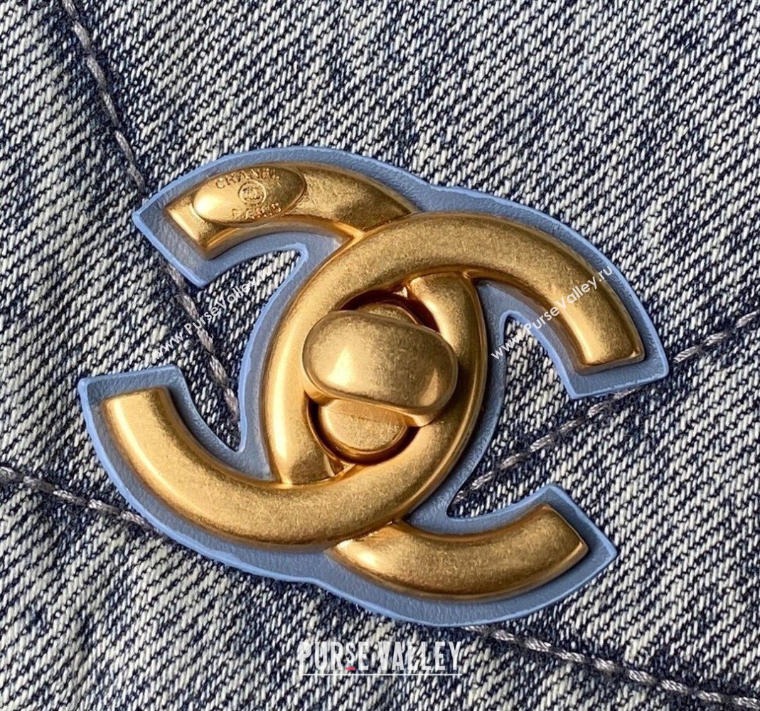 Chanel Washed Denim Maxi Flap bag with Pockets Blue2 2025 AS5727 (SSZ-251127063)