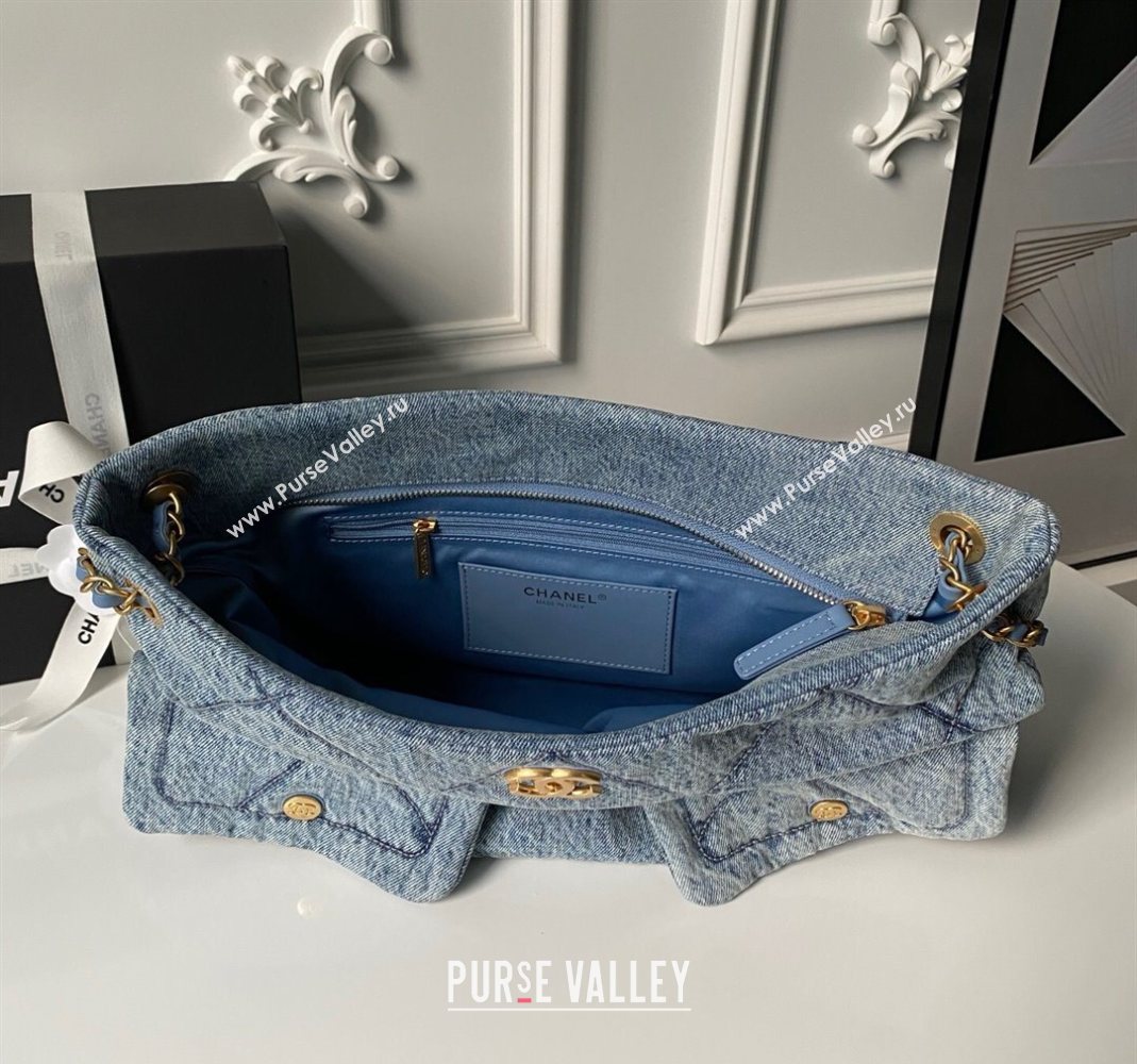Chanel Washed Denim Shopping Bag with Pockets Blue2 2025 AS5740 (SSZ-251127067)