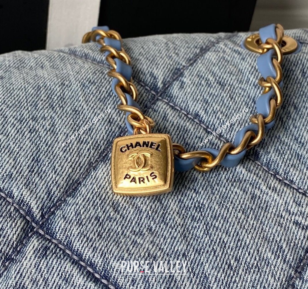 Chanel Washed Denim Maxi Flap bag with Pockets Blue2 2025 AS5727 (SSZ-251127063)