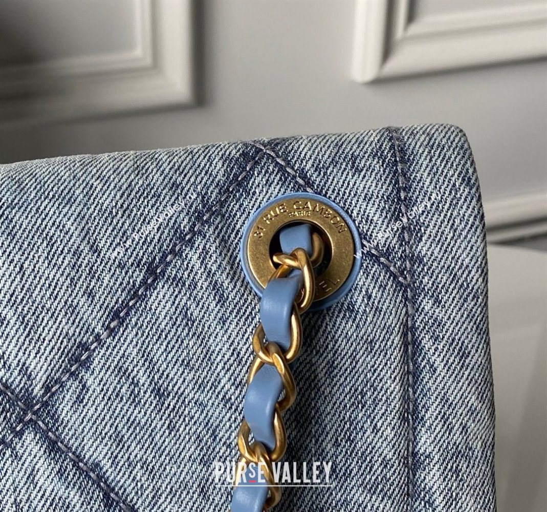 Chanel Washed Denim Maxi Flap bag with Pockets Blue2 2025 AS5727 (SSZ-251127063)